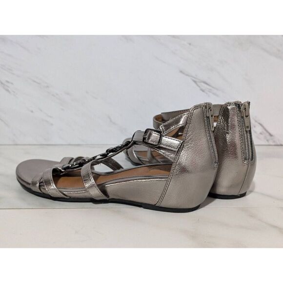 Euro Soft by Soft Women's Silver Metallic Open Toe Wedge Heels Sandals Size 7M - Picture 3 of 9